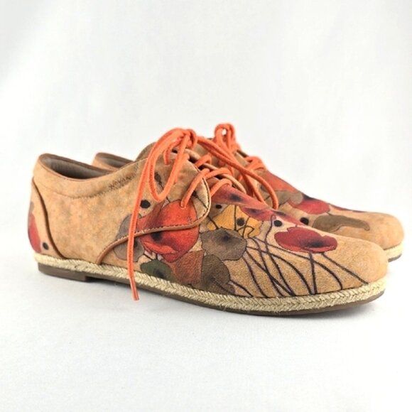 Icon Pumpkin Poppies by Novak Women's Printed Canvas Espadrille Sneaker Size 9.5 - Picture 2 of 13